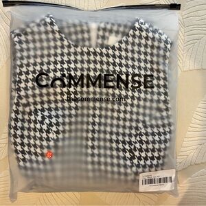 Commense Black and White Houndstooth A-line mini dress